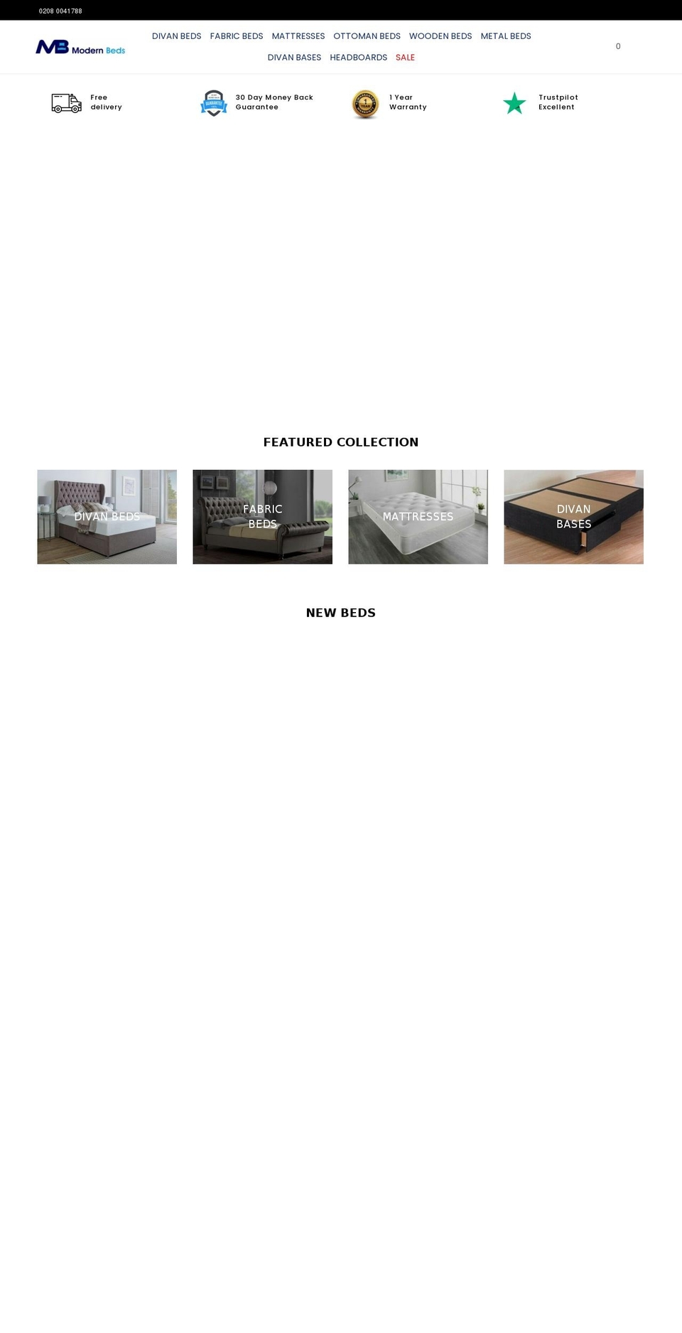 modernbeds.co.uk shopify website screenshot