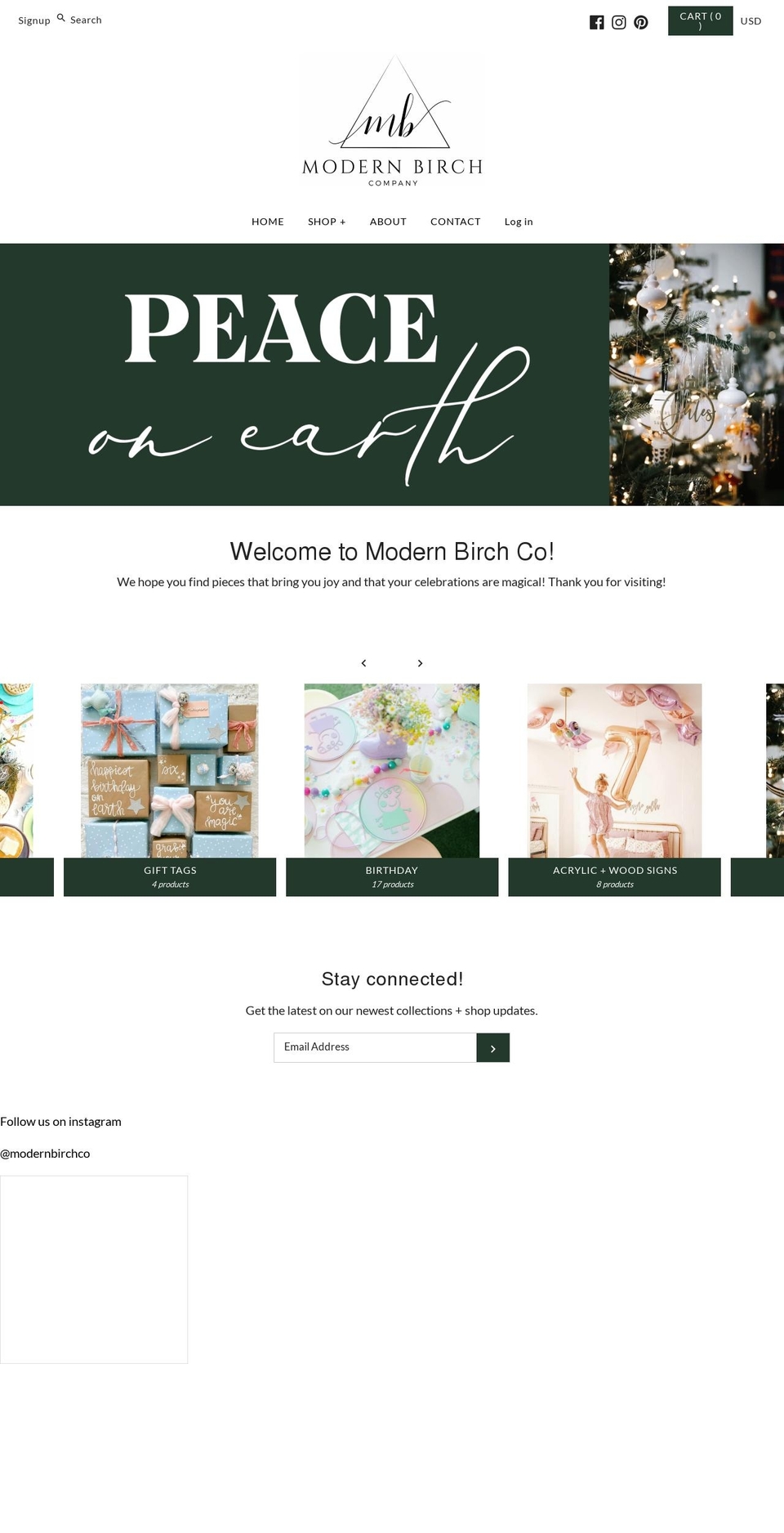 modernbirchco.com shopify website screenshot
