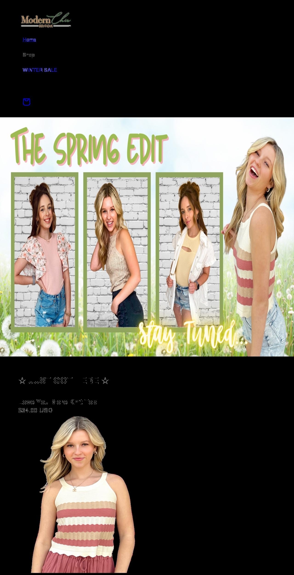 modernchicboutique.com shopify website screenshot