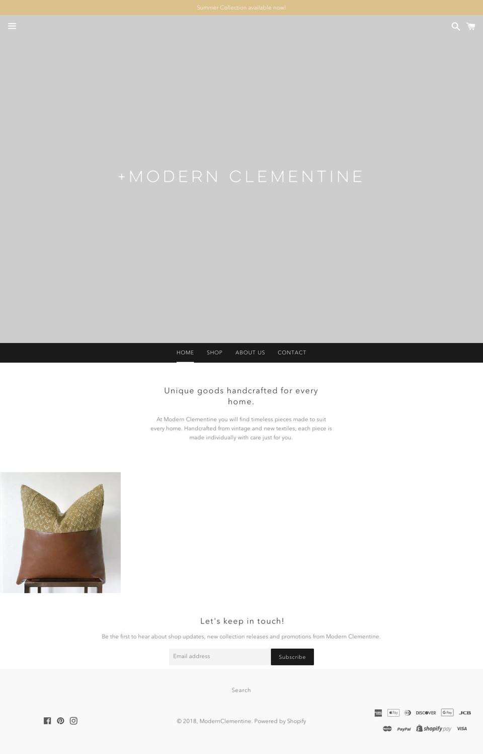 modernclementine.com shopify website screenshot