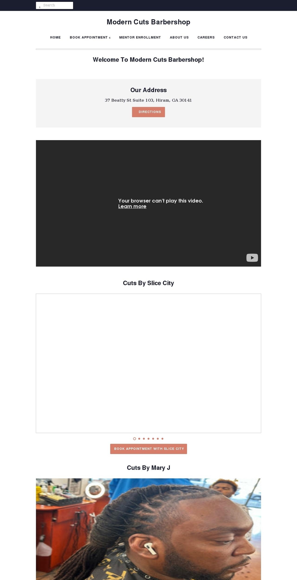 moderncutsbarbershop.com shopify website screenshot