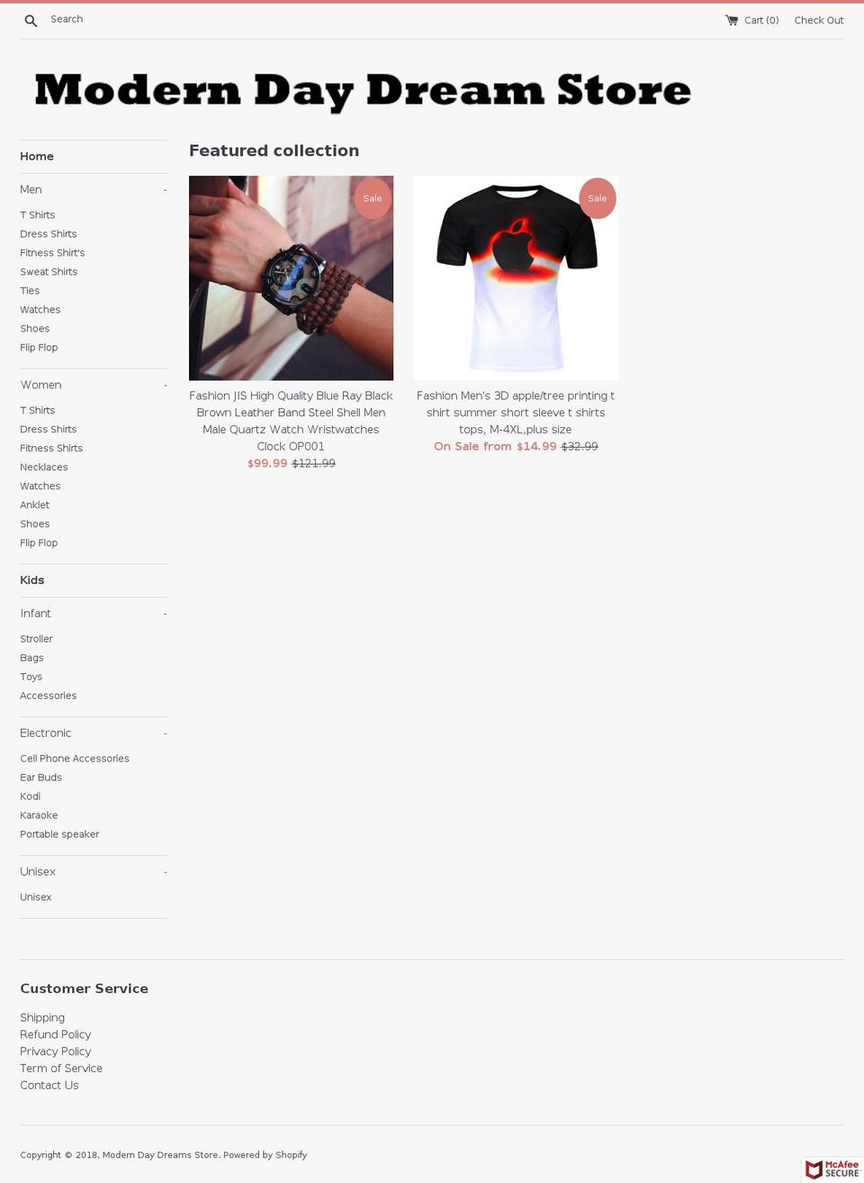 moderndaydreamsstore.com — Shopify storefront screenshot