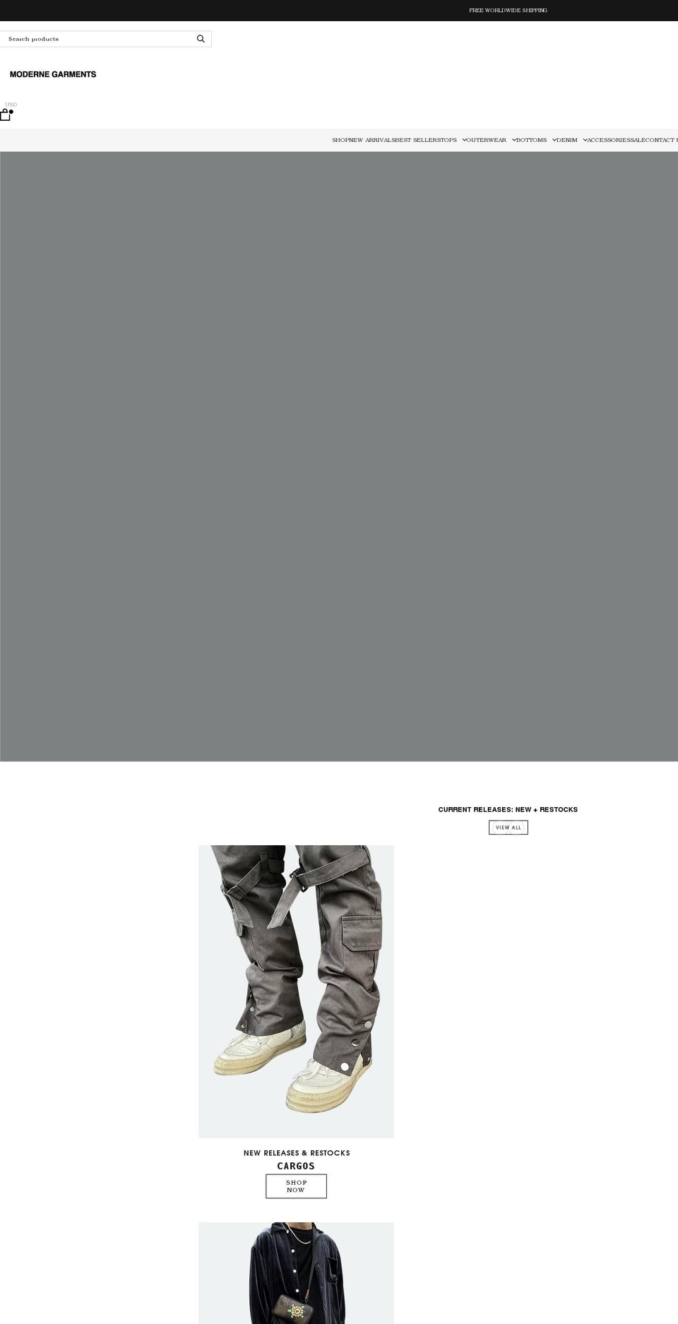 modernegarments.com shopify website screenshot