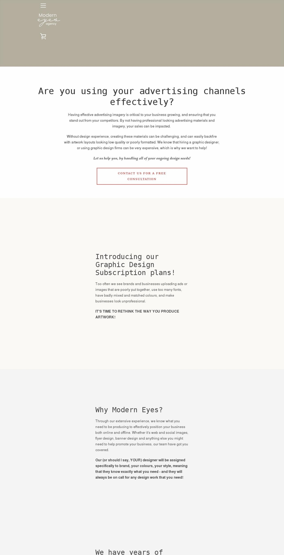 moderneyesagency.com shopify website screenshot