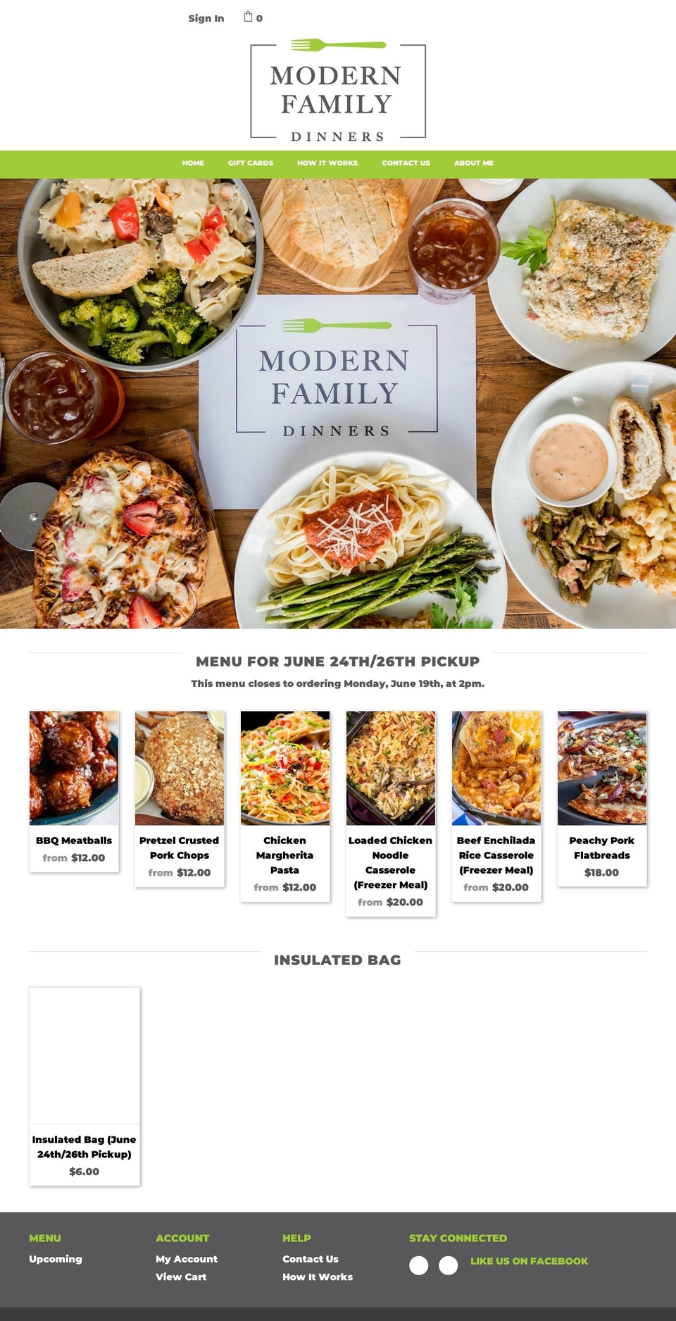 modernfamilydinners.com shopify website screenshot