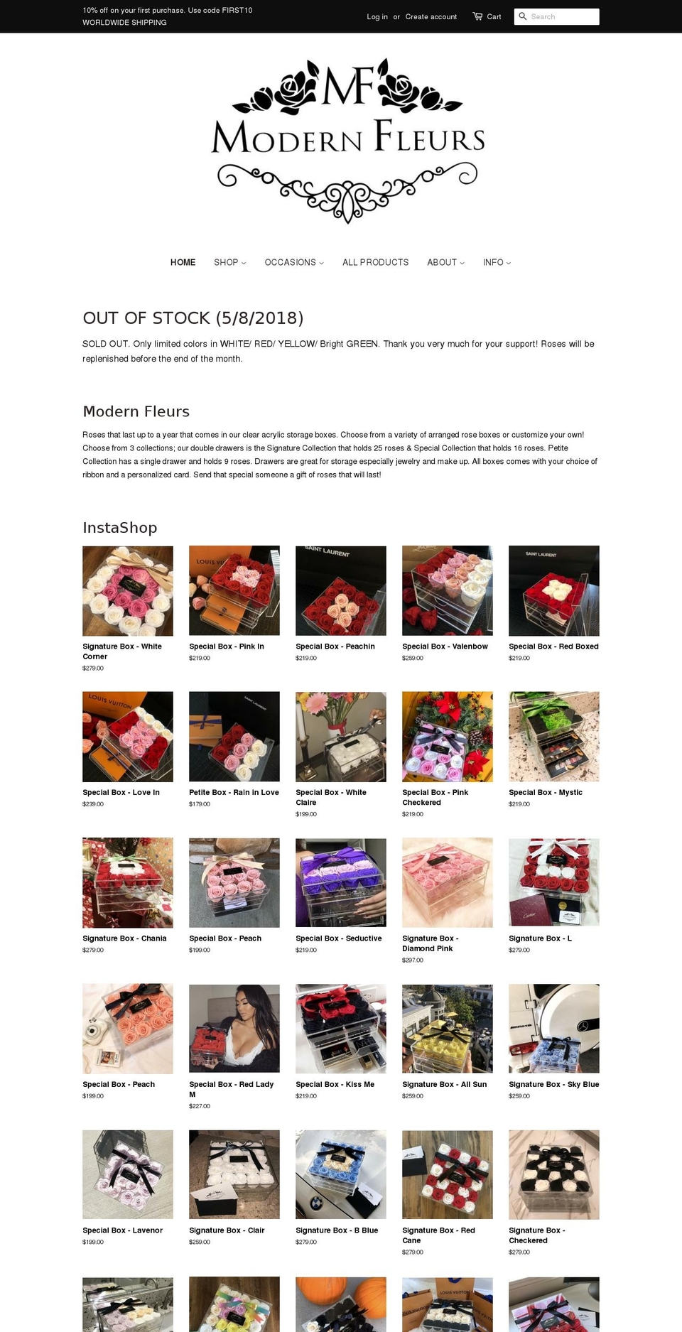 modernfleurs.net shopify website screenshot