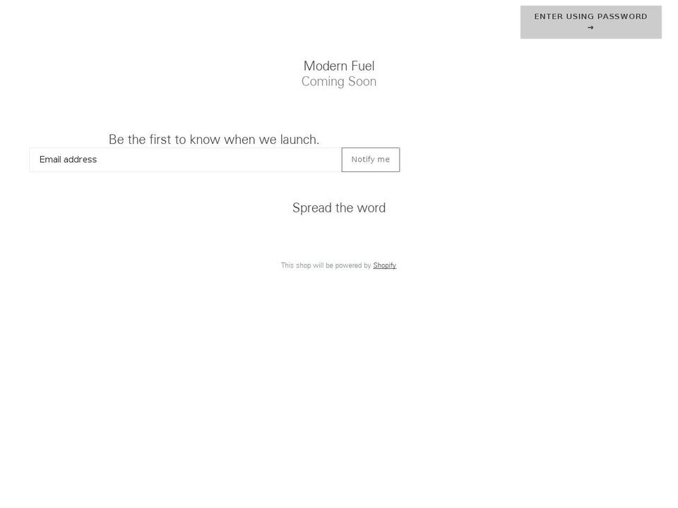 modernfuel.com shopify website screenshot