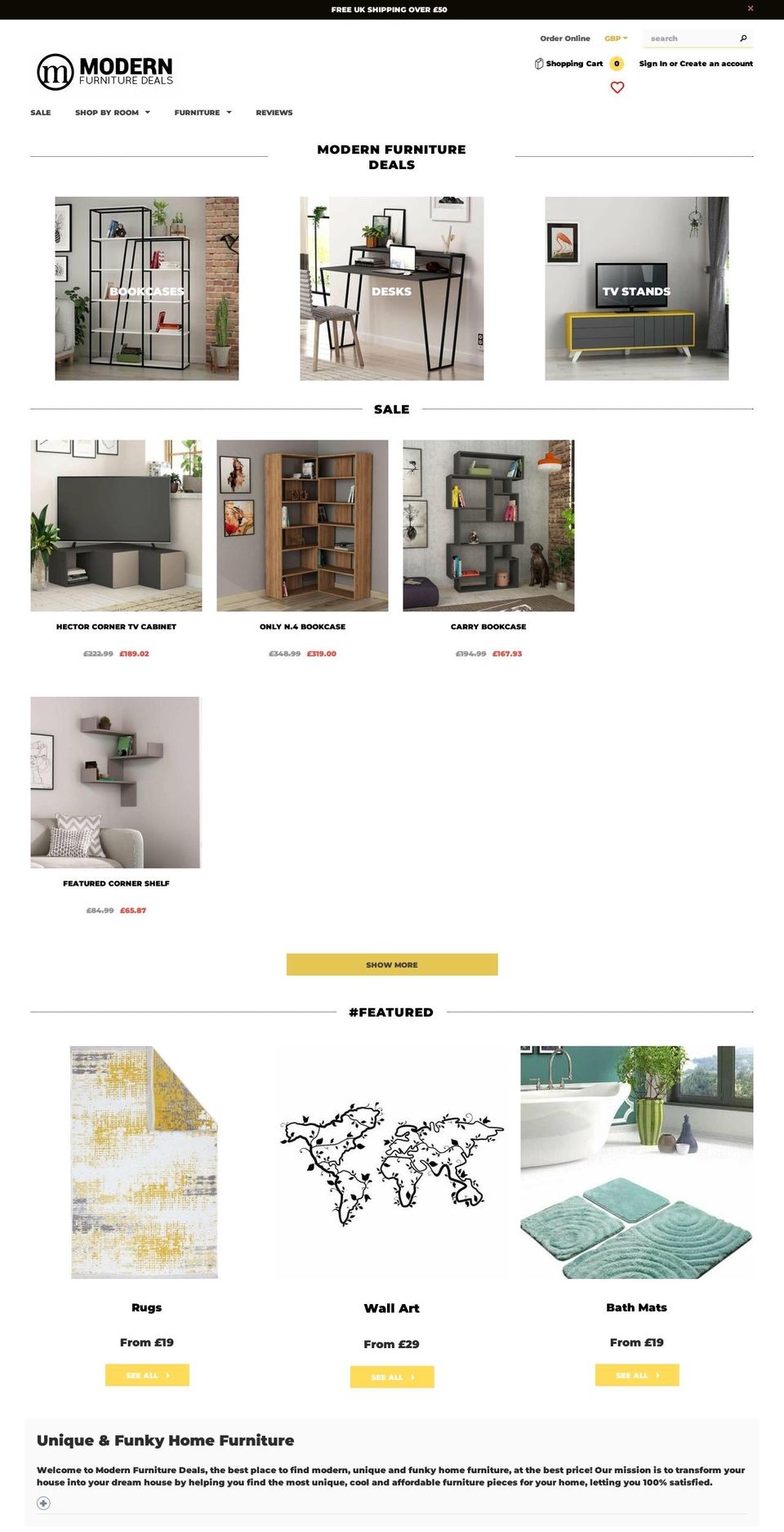 Current Theme Shopify theme site example modernfurnituredeals.co.uk