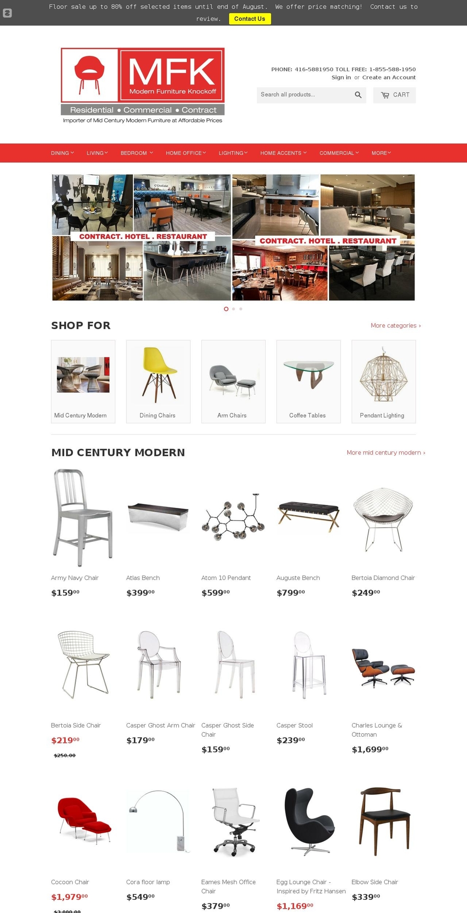 modernfurnitureknockoff.com shopify website screenshot