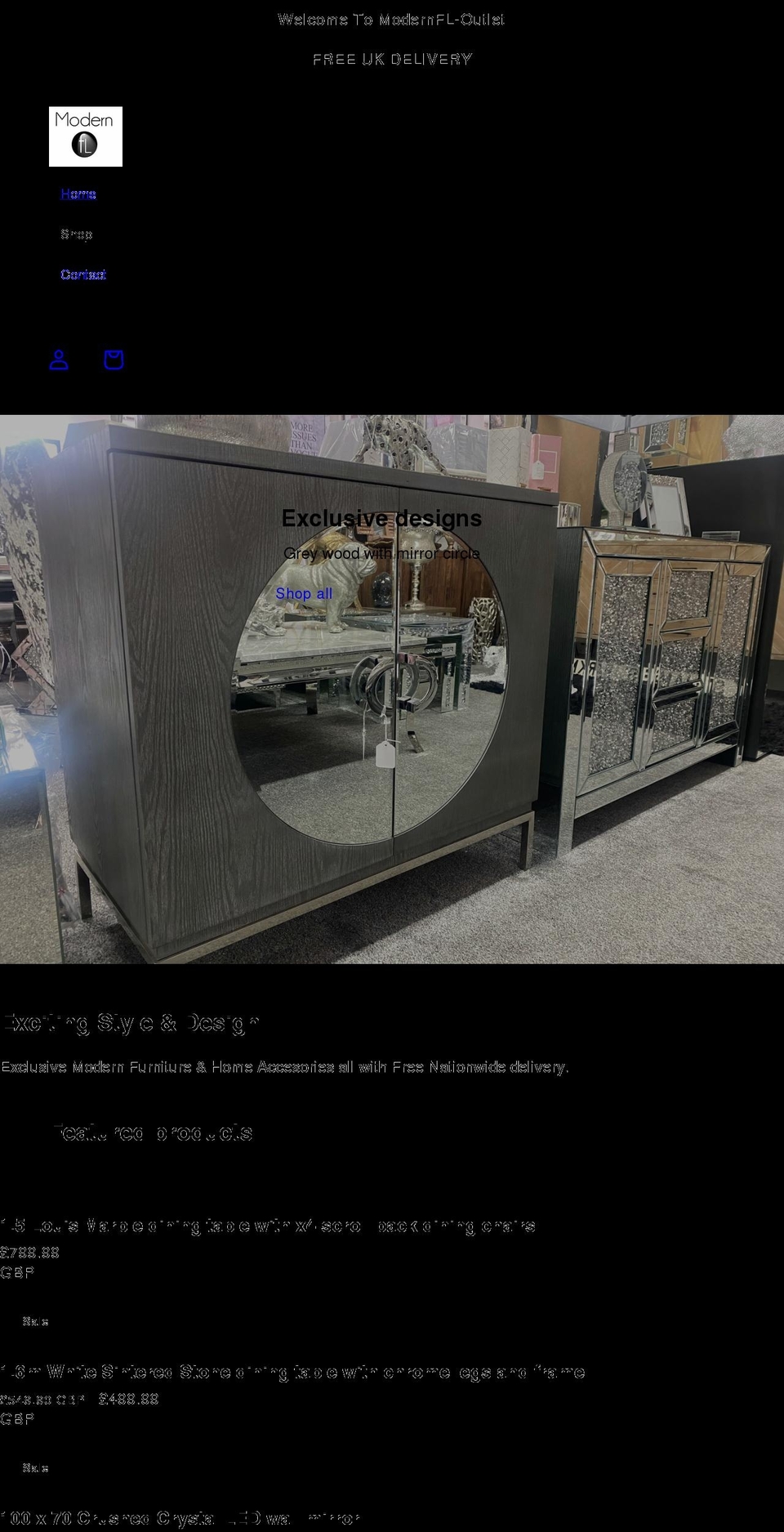 modernfurnitureoutlet.co.uk shopify website screenshot