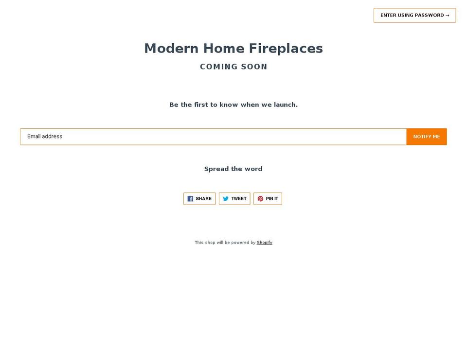 modernhomefireplaces.com shopify website screenshot