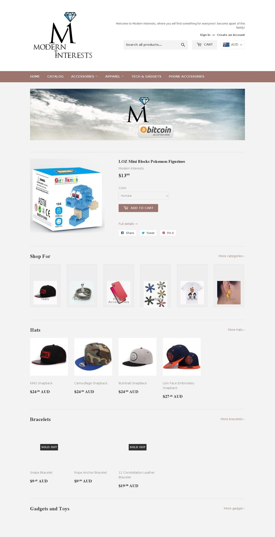 moderninterests.com — Shopify storefront screenshot