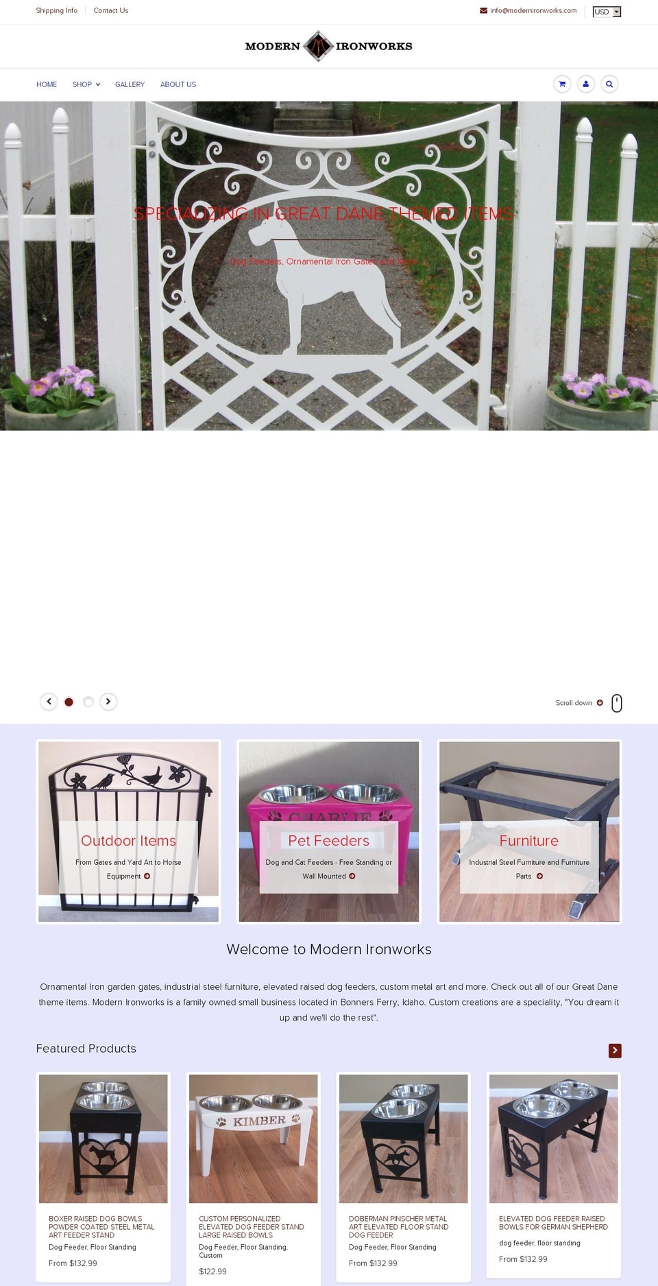 modernironworks.com shopify website screenshot