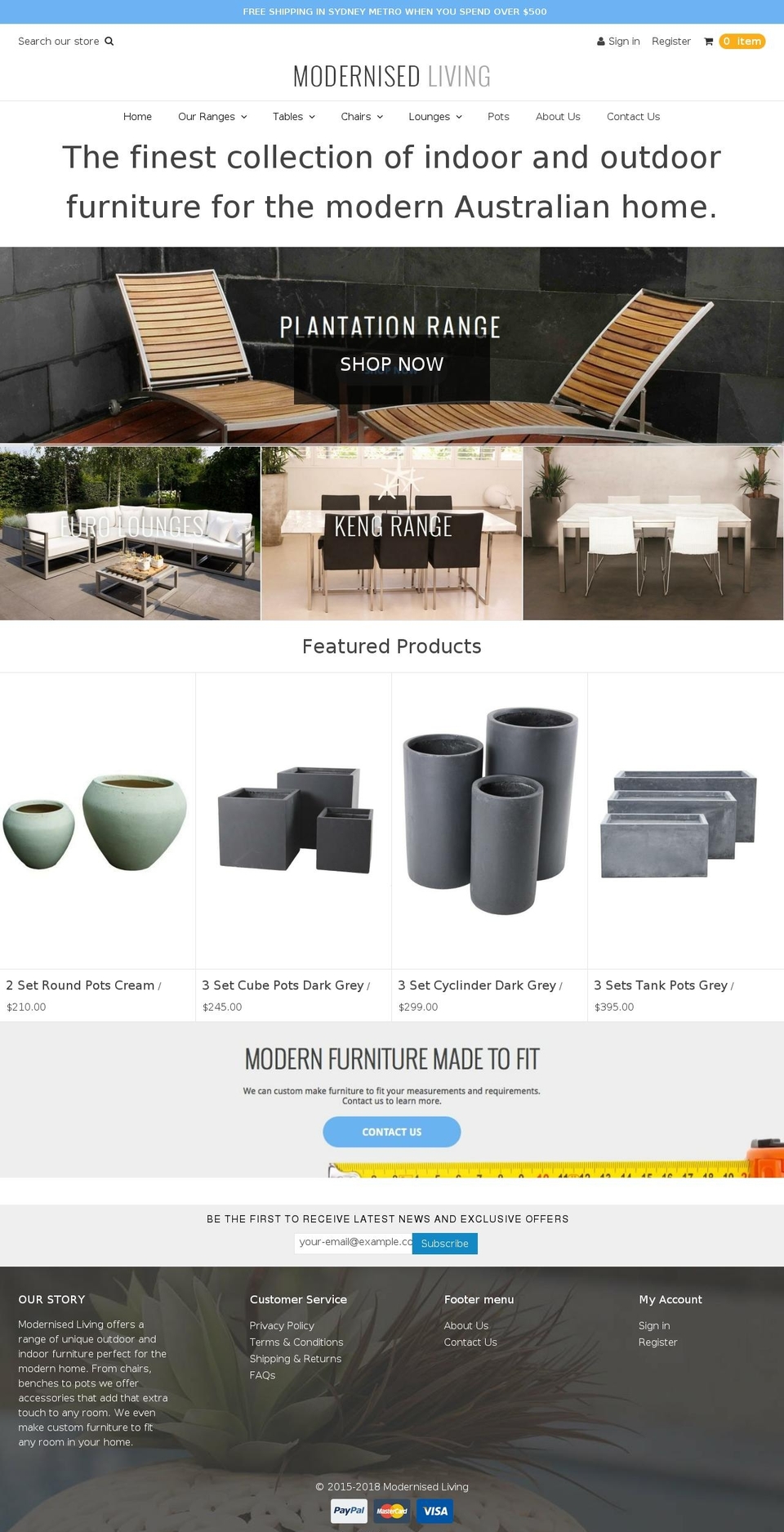 modernisedliving.com.au shopify website screenshot