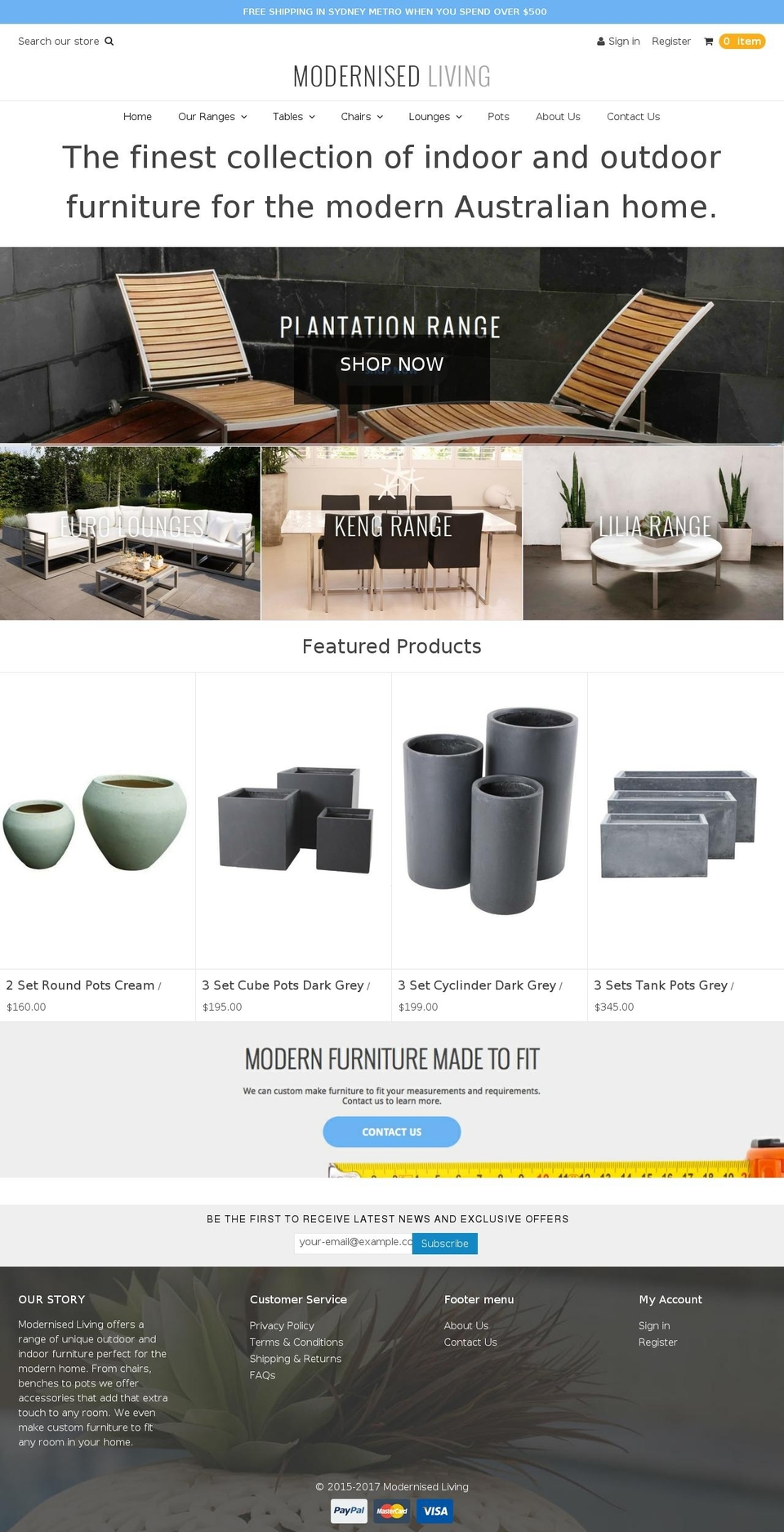 modernisedliving.com shopify website screenshot