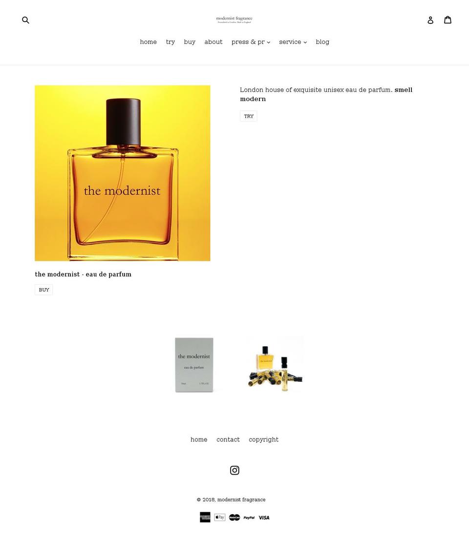 modernistfragrance.com shopify website screenshot