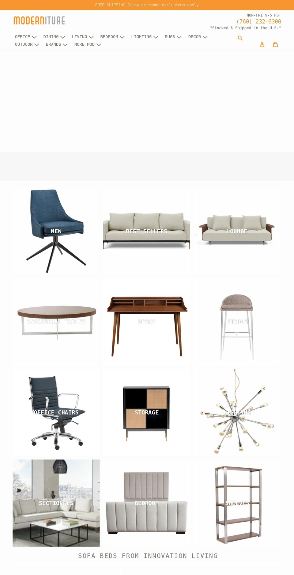 moderniture.com shopify website screenshot