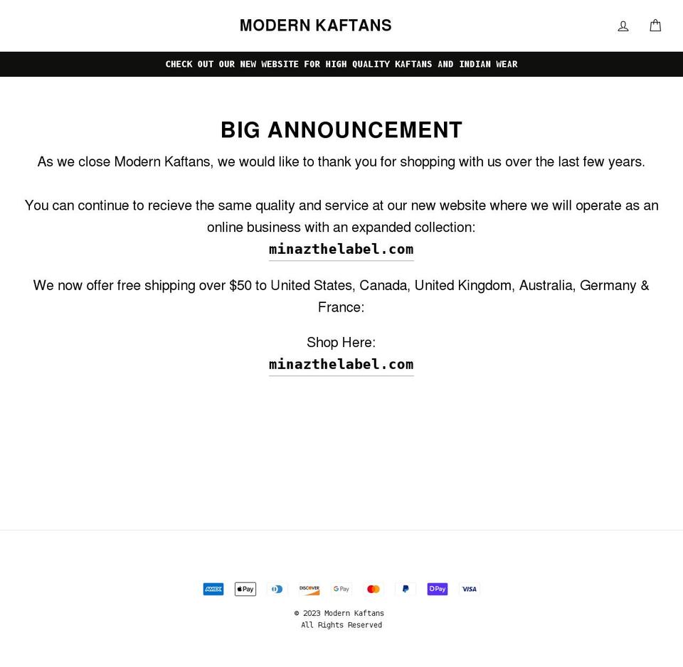 modernkaftans.com shopify website screenshot