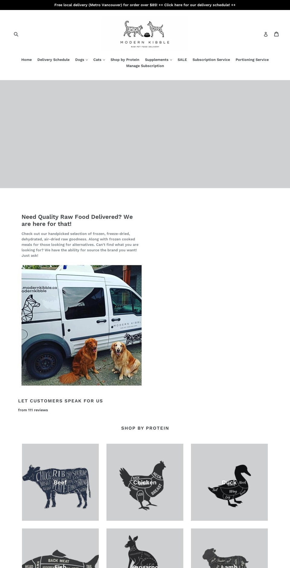 modernkibble.ca shopify website screenshot