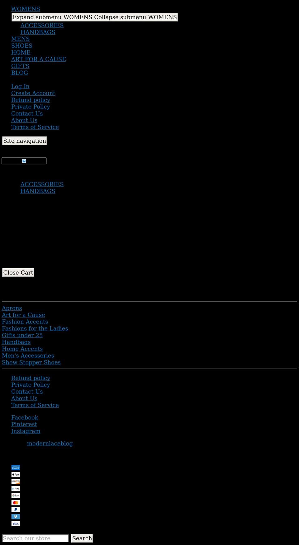 modernlaceblog.com shopify website screenshot