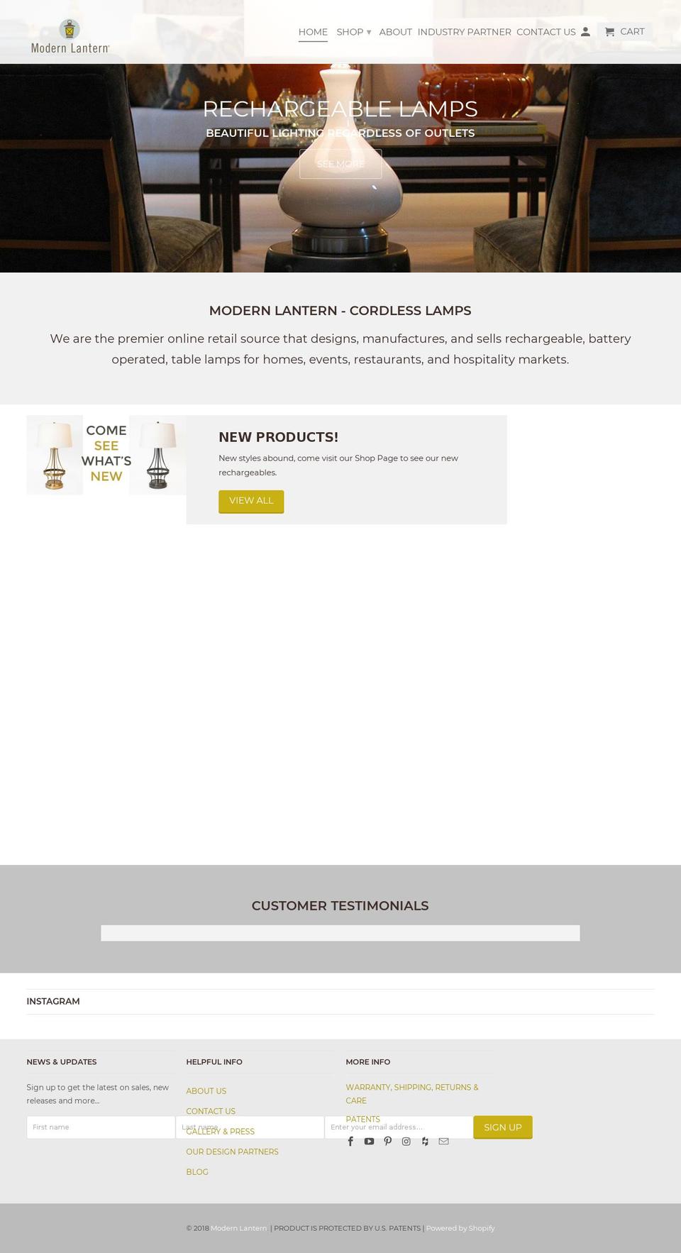 modernlantern.net shopify website screenshot