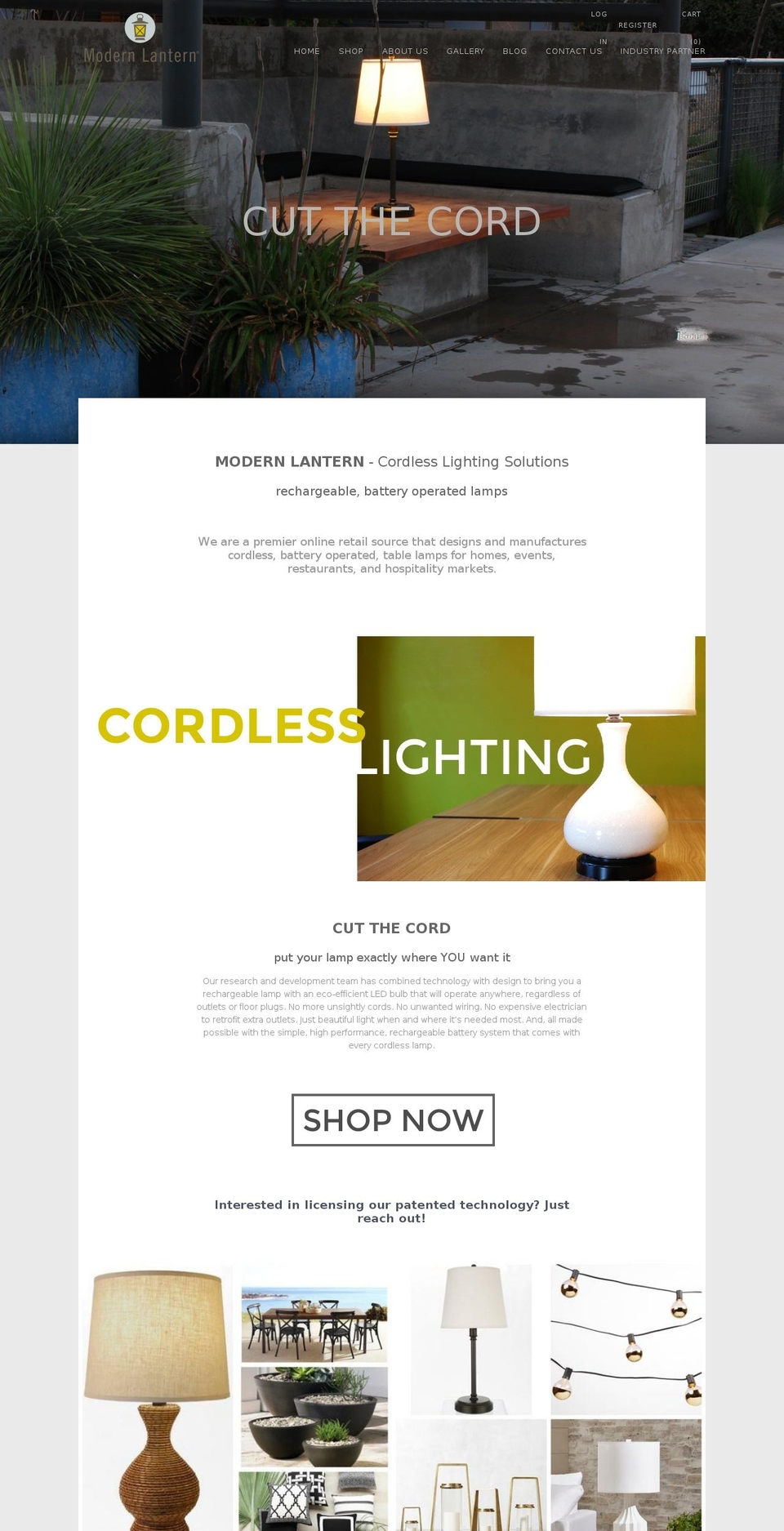 modernlanterns.net shopify website screenshot
