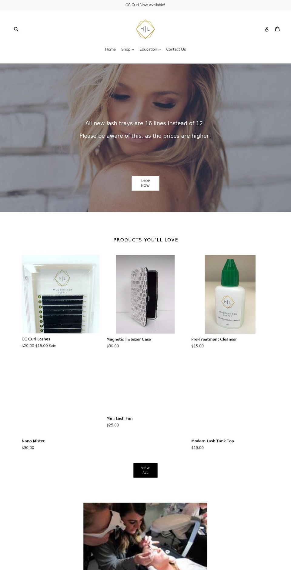modernlashsupply.com — Shopify storefront screenshot