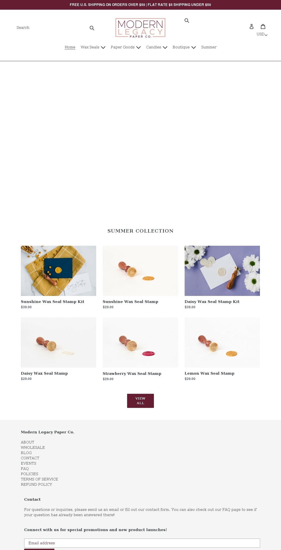 modernlegacypaper.com shopify website screenshot