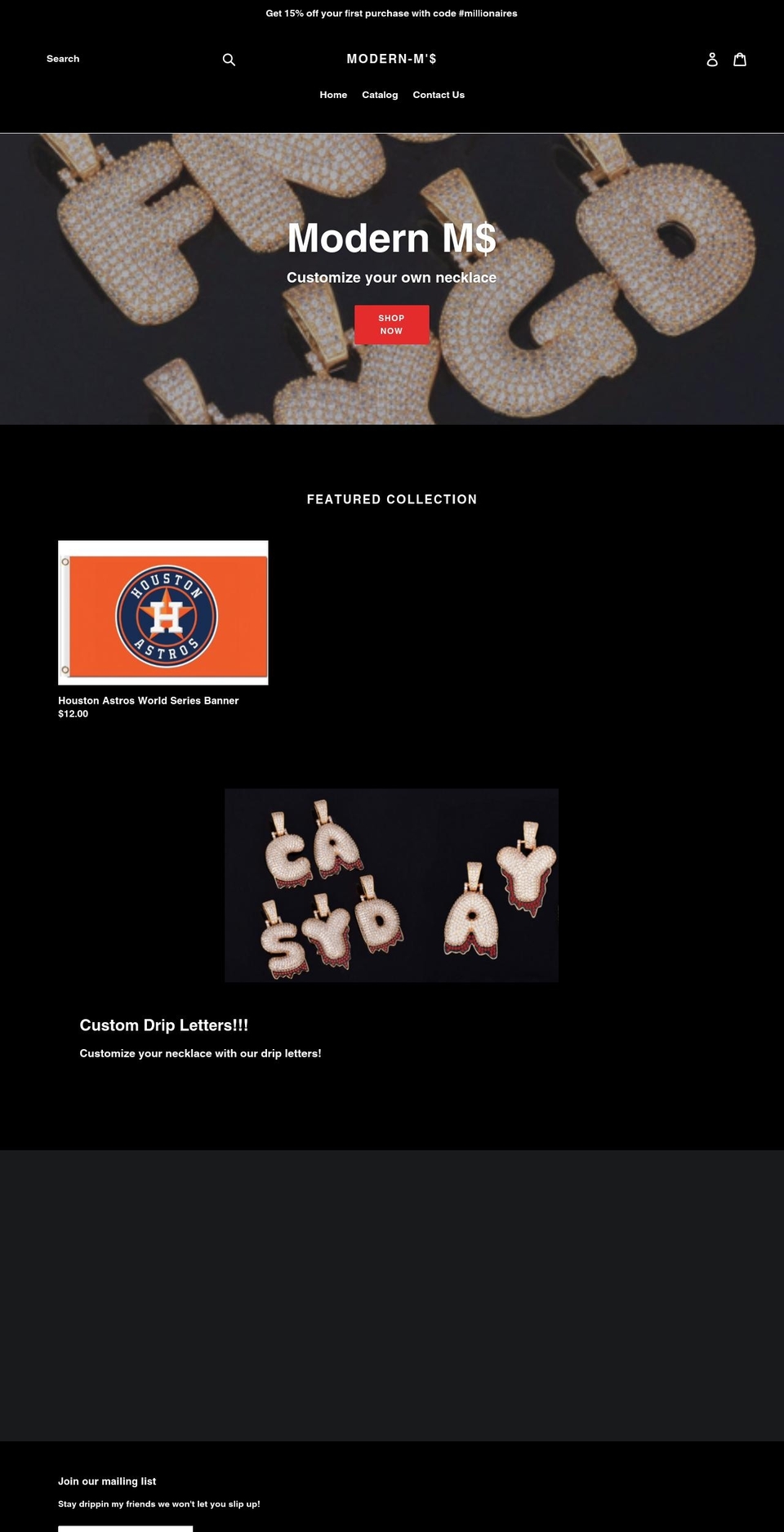 modernmillions.com — Shopify storefront screenshot