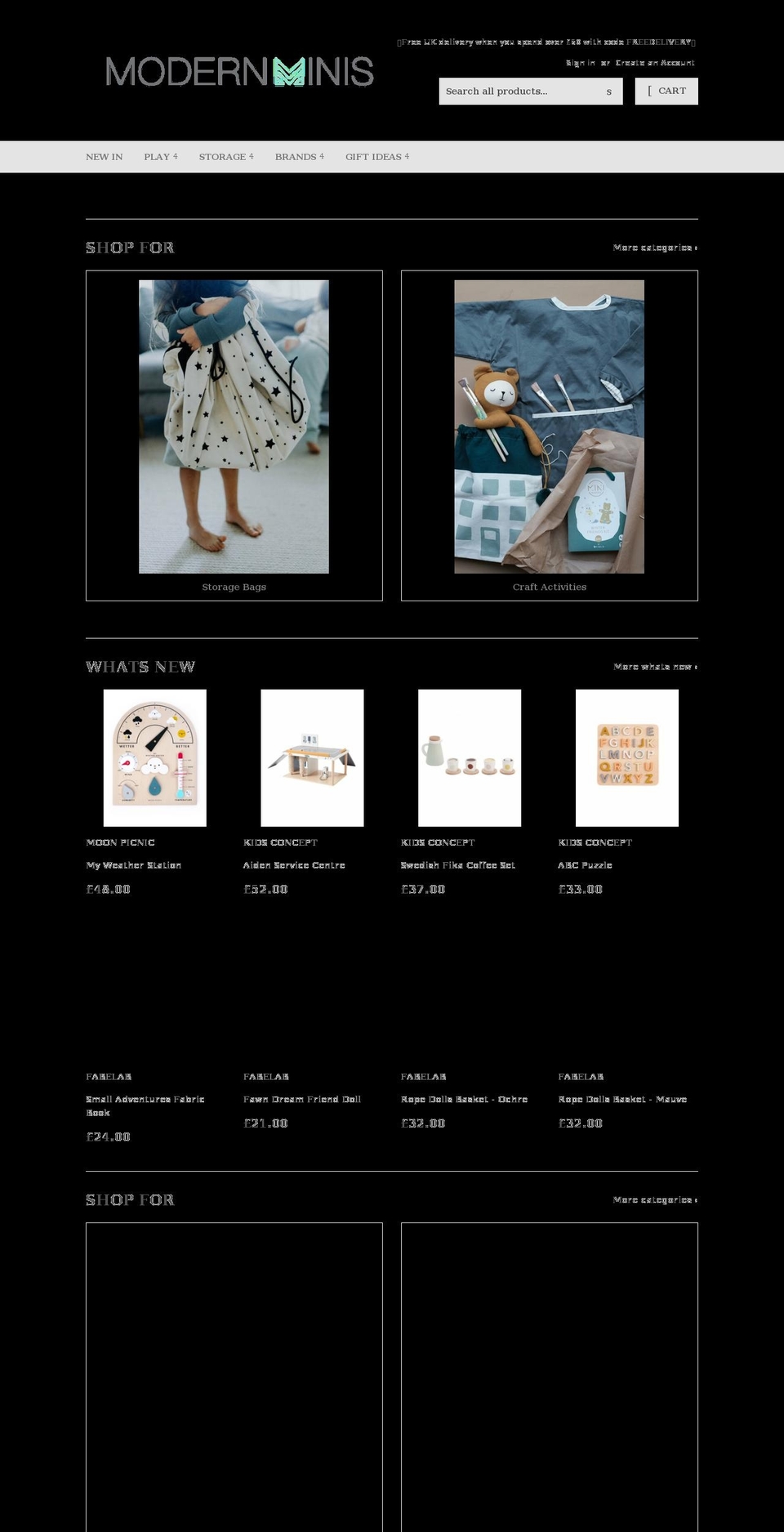 modernminis.co.uk shopify website screenshot