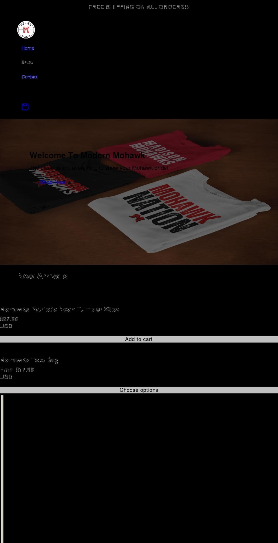 modernmohawk.com shopify website screenshot