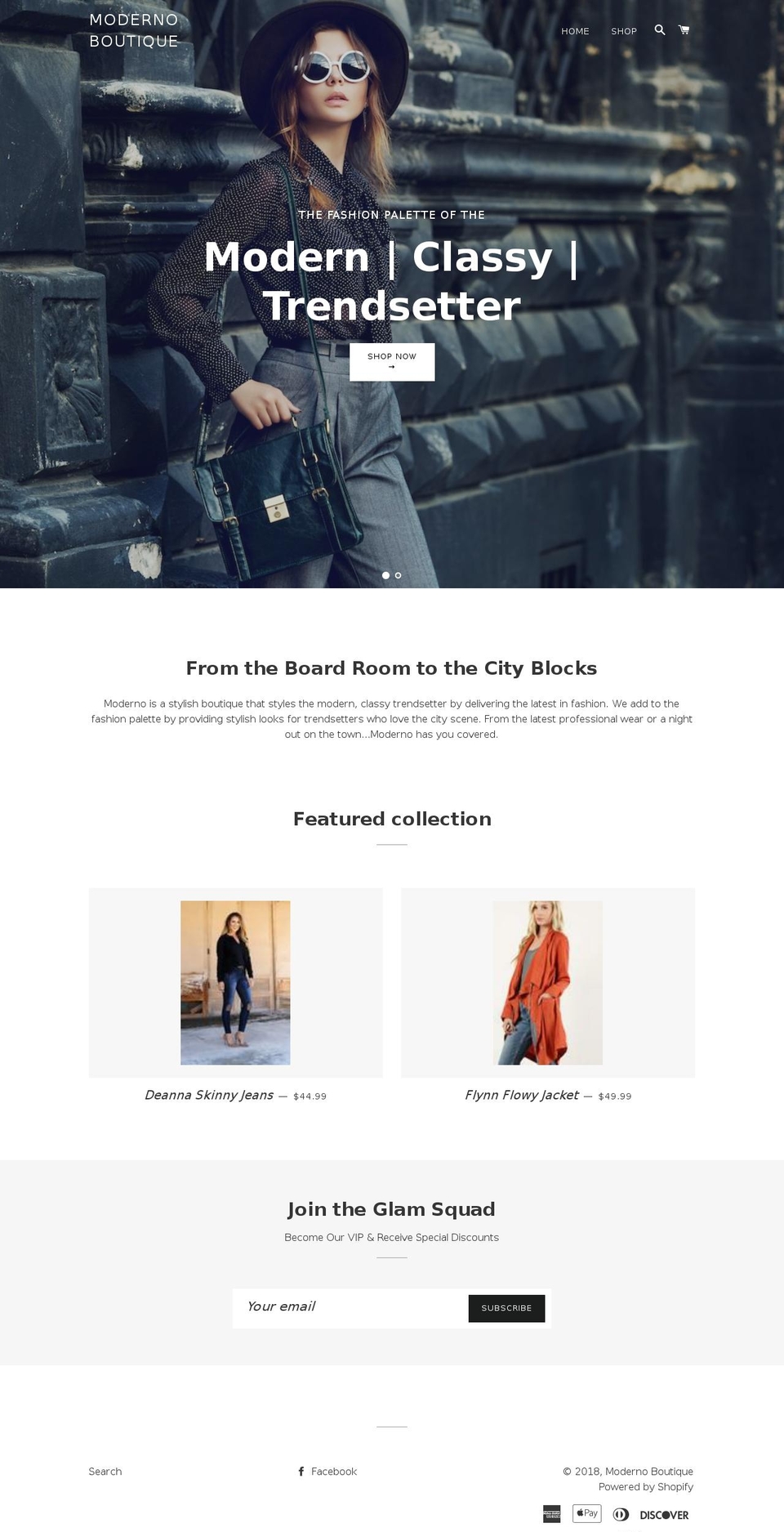 modernoboutique.com shopify website screenshot
