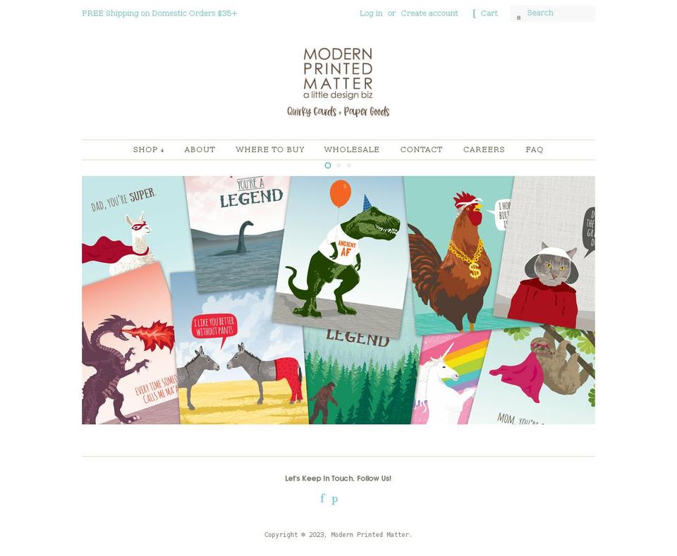 modernprintedmatter.com shopify website screenshot
