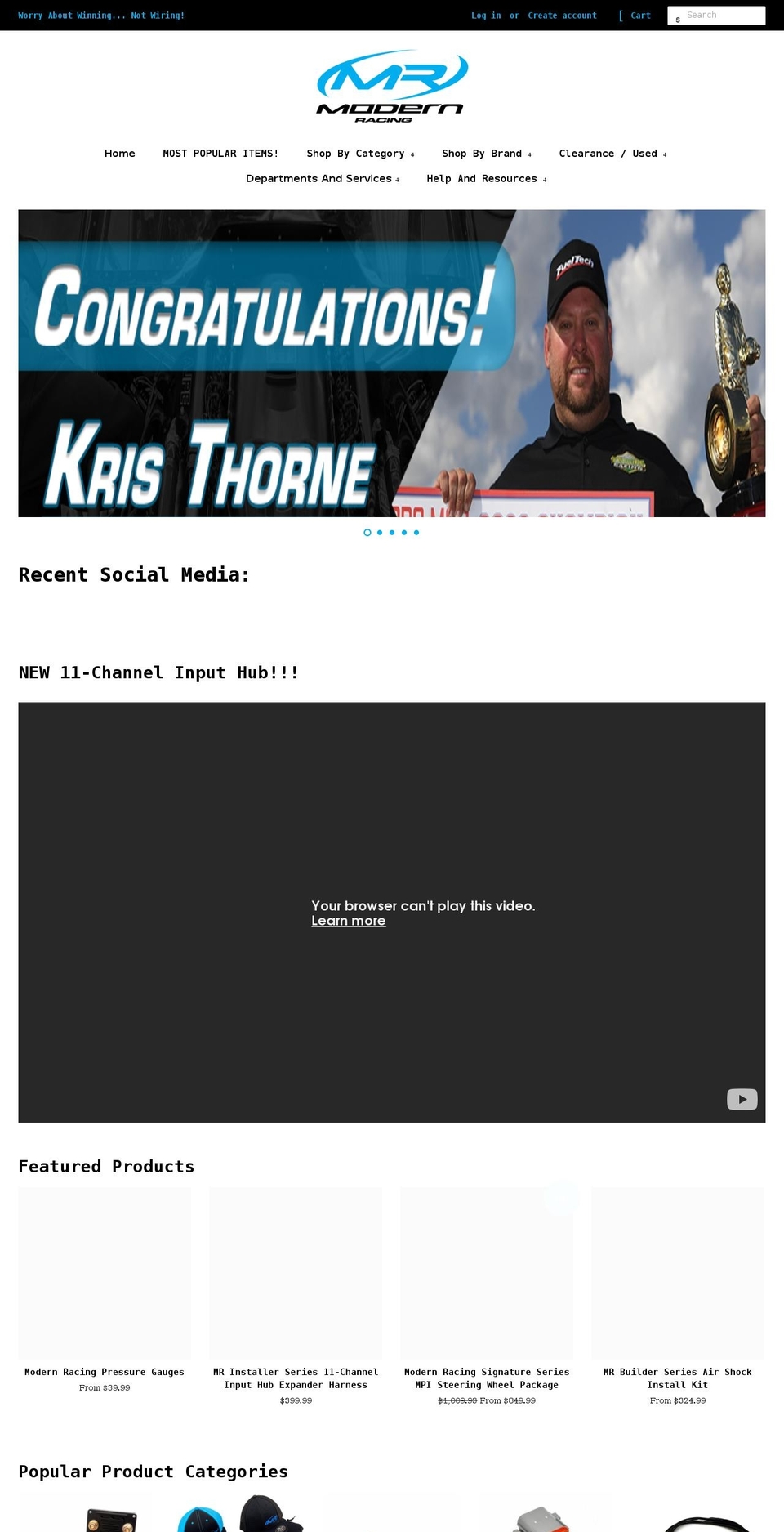 modernracing.net shopify website screenshot