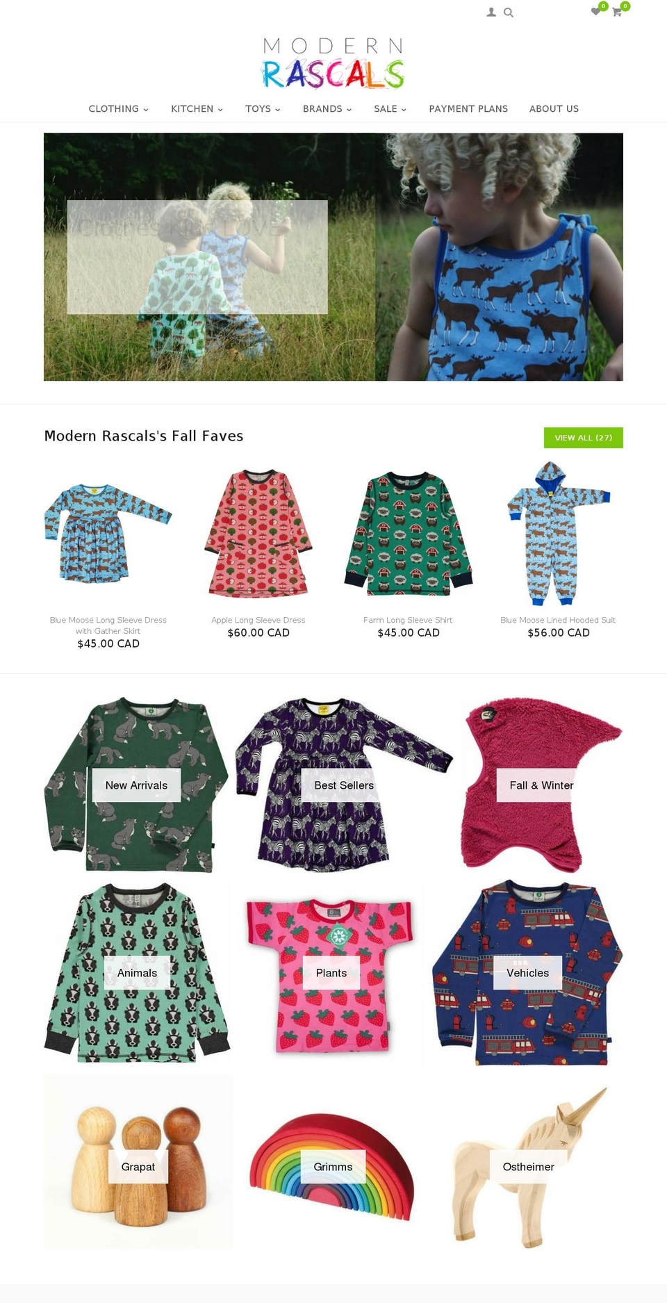 modernrascals.ca shopify website screenshot