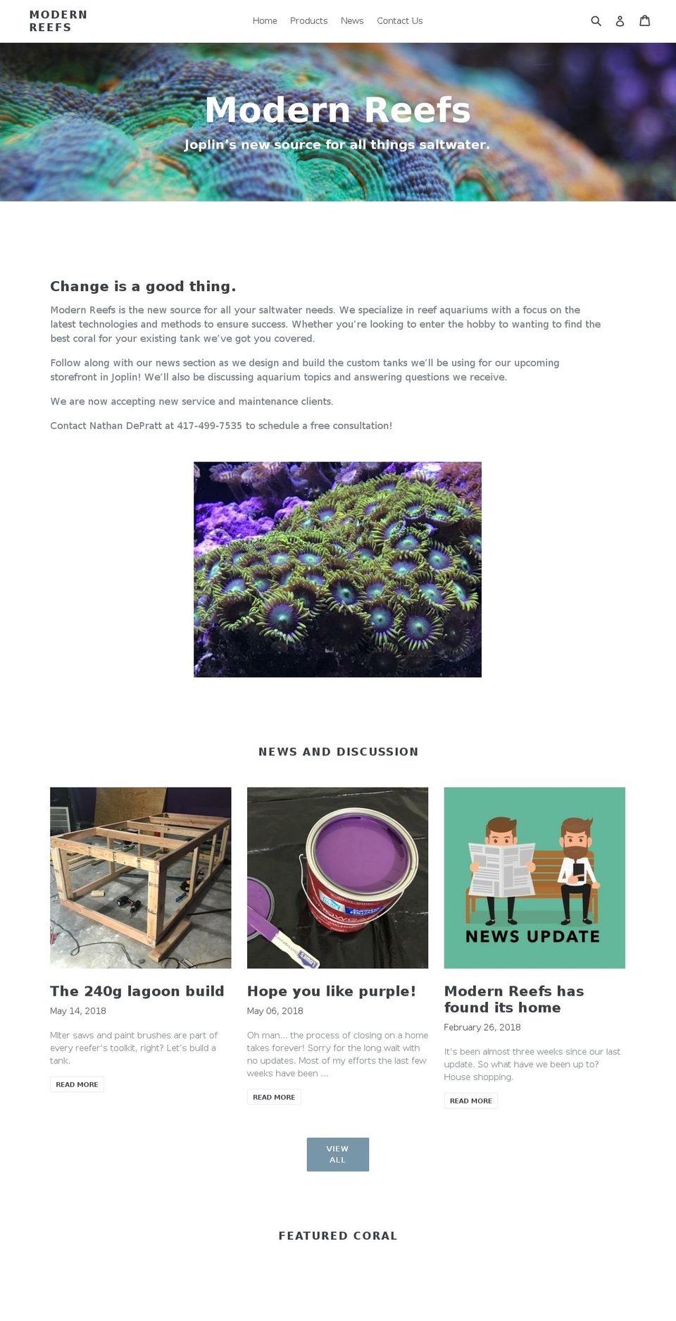 modernreefs.com — Shopify storefront screenshot