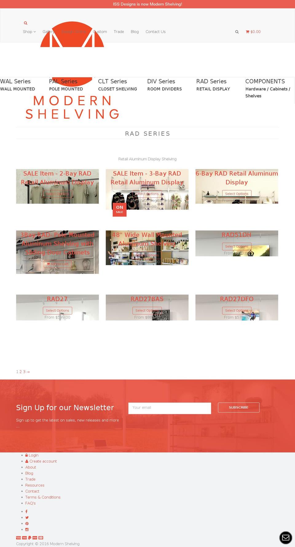modernretailshelving.com shopify website screenshot