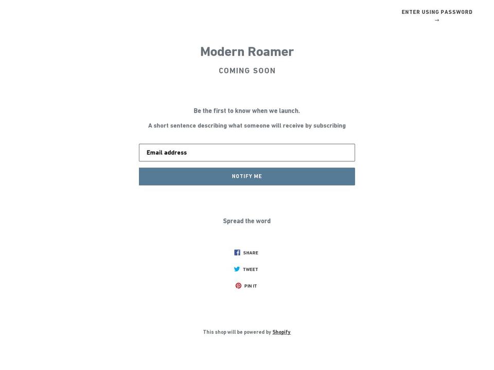 modernroamer.com shopify website screenshot