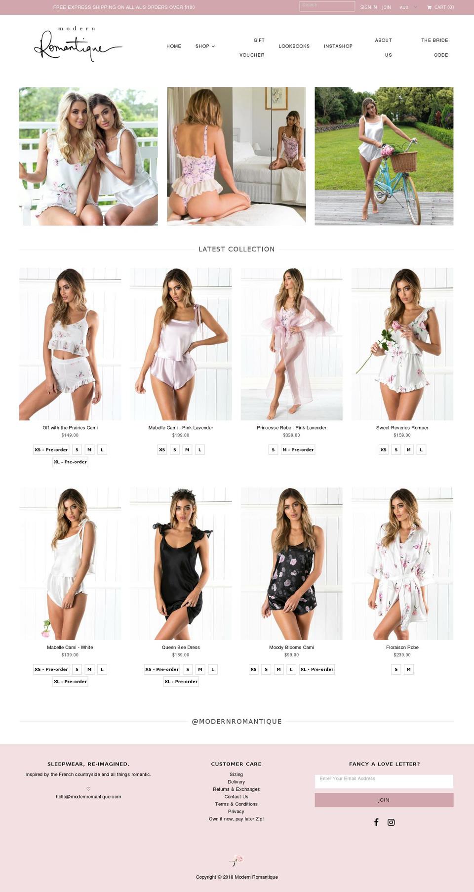 modernromantique.com — Shopify storefront screenshot