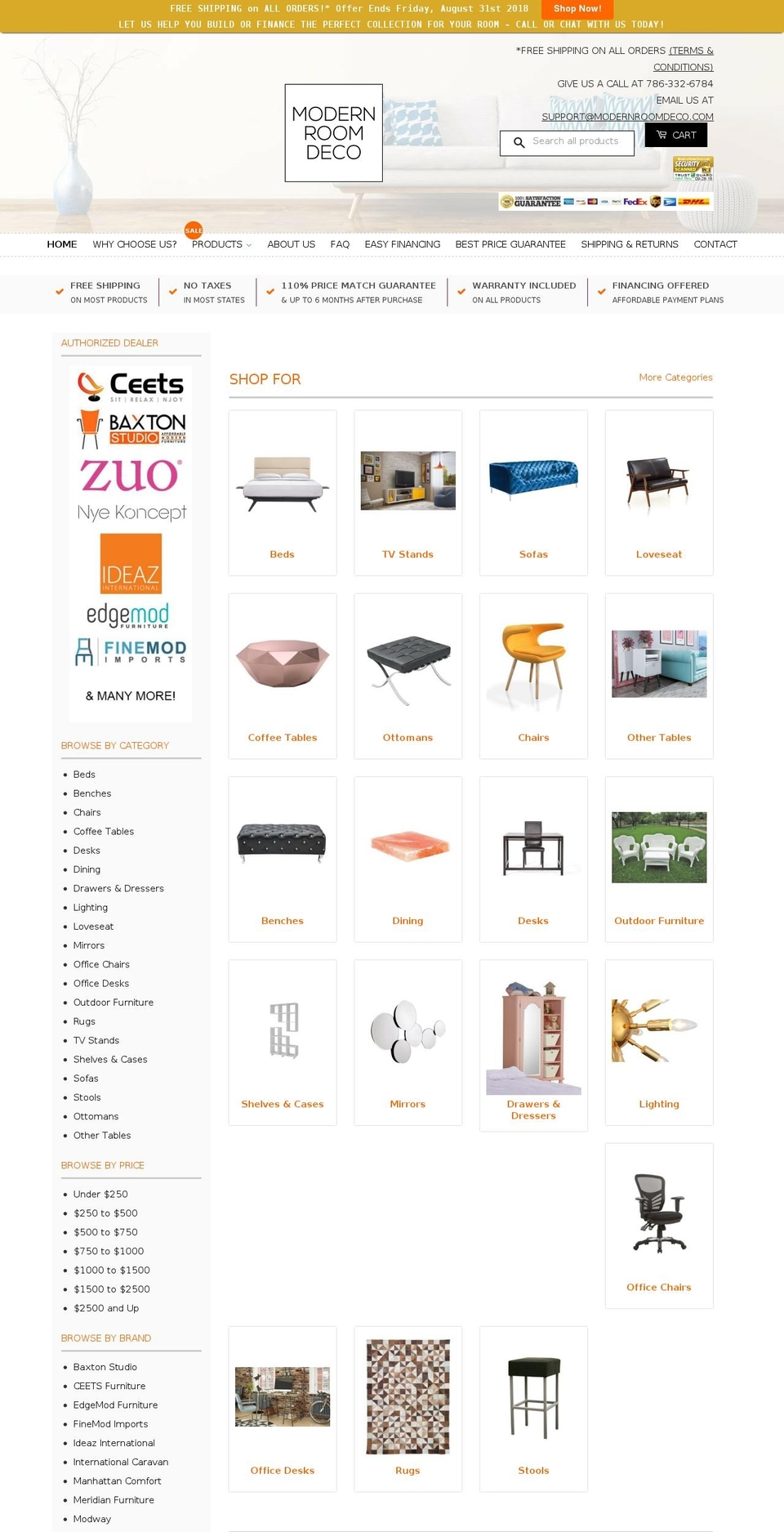 modernroomdeco.com shopify website screenshot