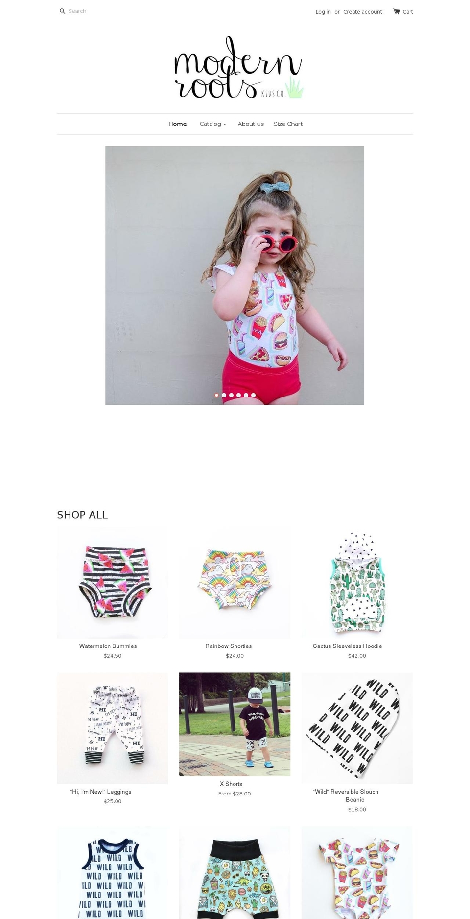 modernrootskidsco.com shopify website screenshot