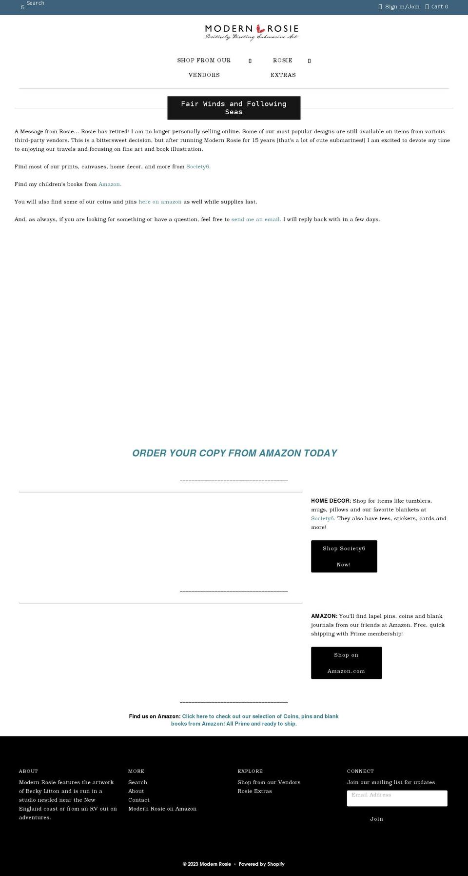modernrosie.com shopify website screenshot