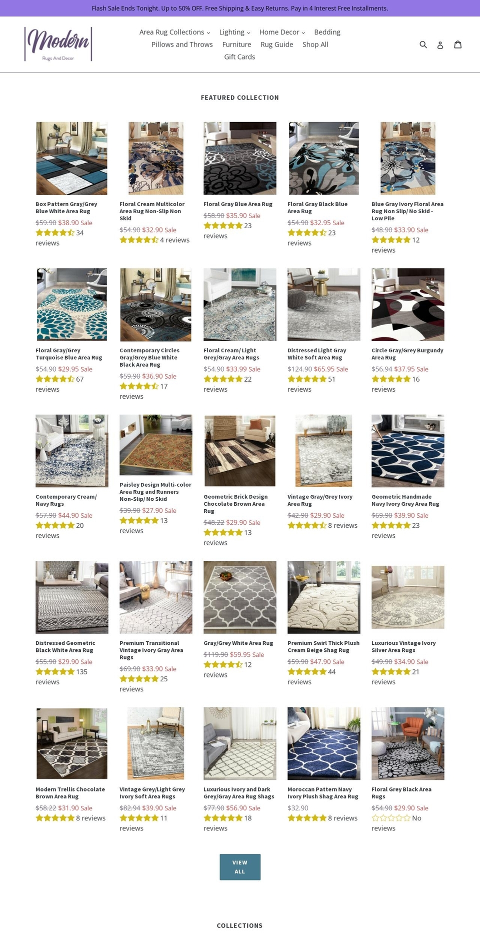 modernrugsanddecor.com shopify website screenshot