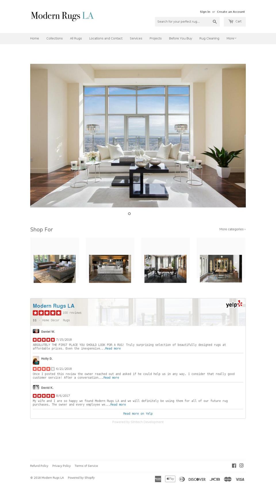 Main Site Shopify theme site example modernrugsla.com