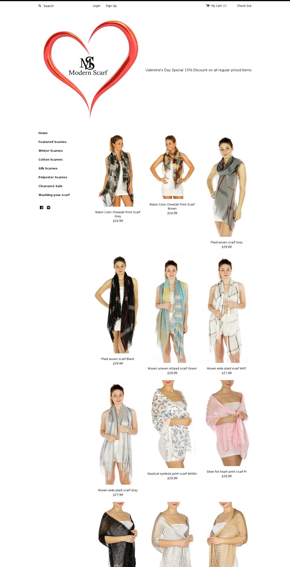 modernscarf.com shopify website screenshot