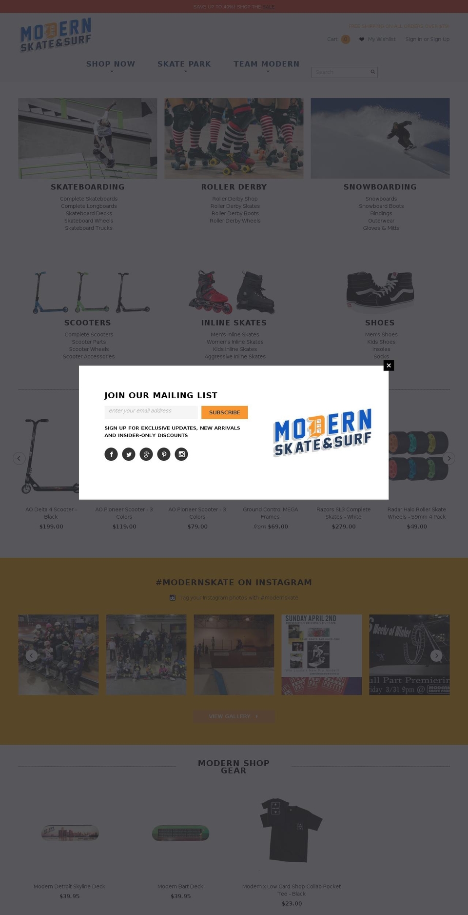 modernskate.com shopify website screenshot