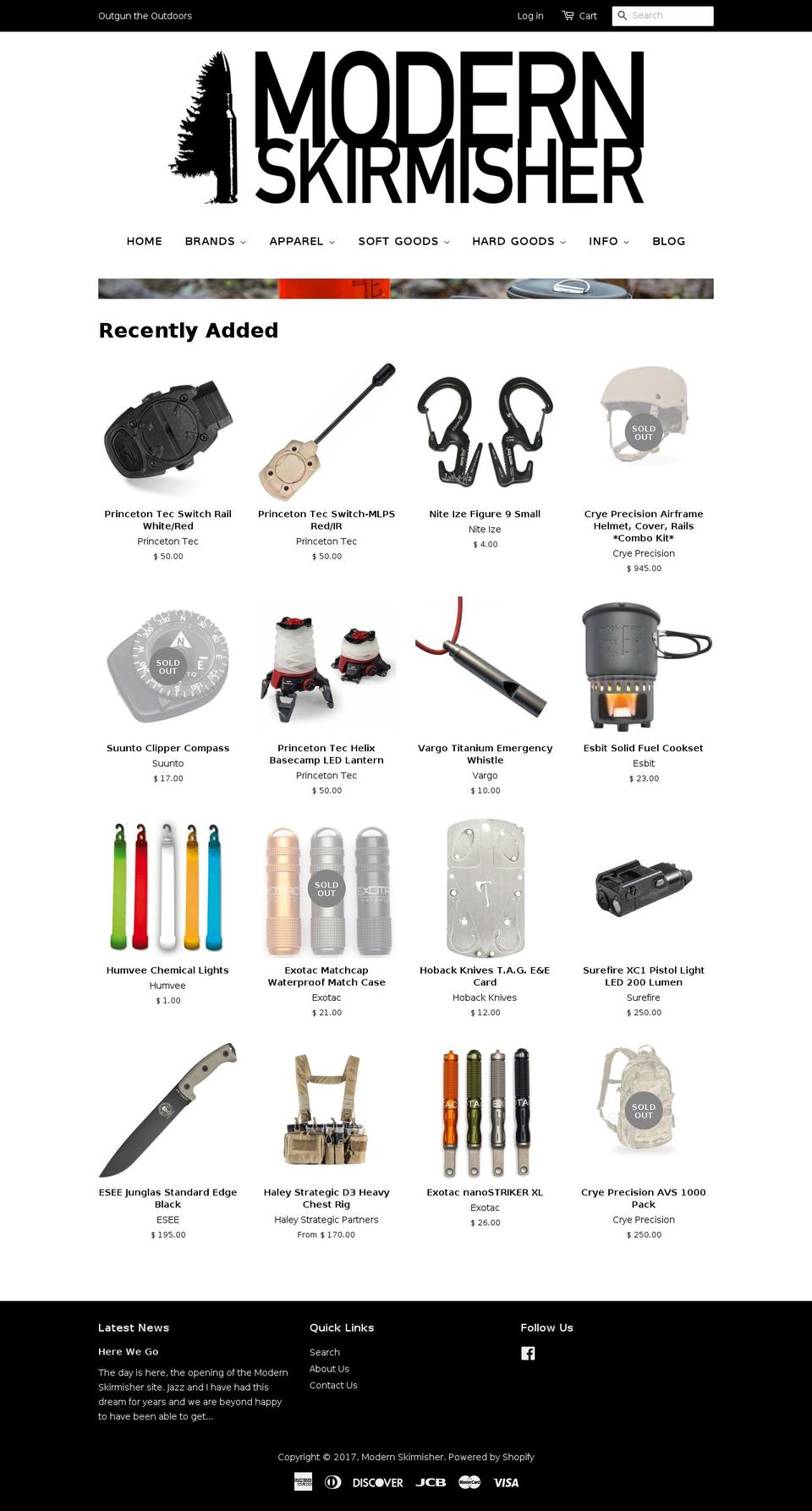 modernskirmisher.com shopify website screenshot