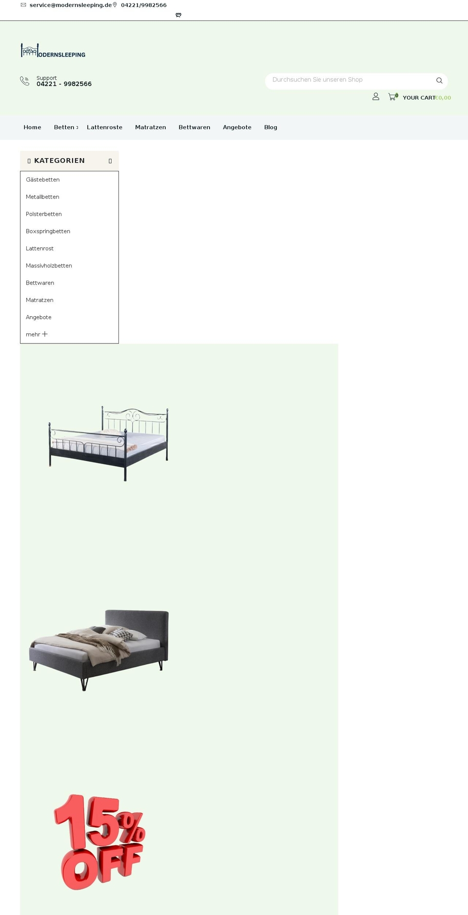 modernsleeping.de shopify website screenshot