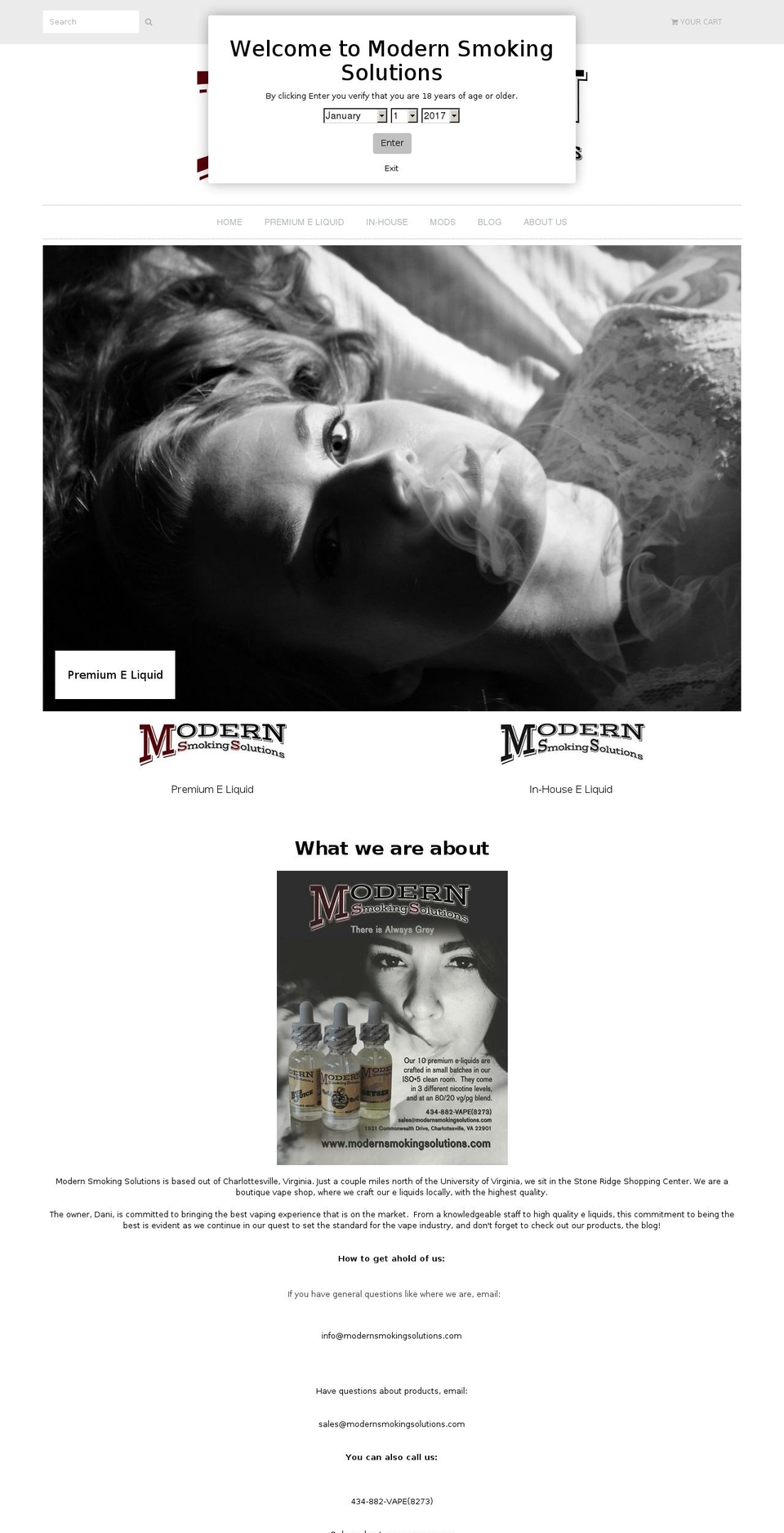 modernsmokingsolutions.com shopify website screenshot