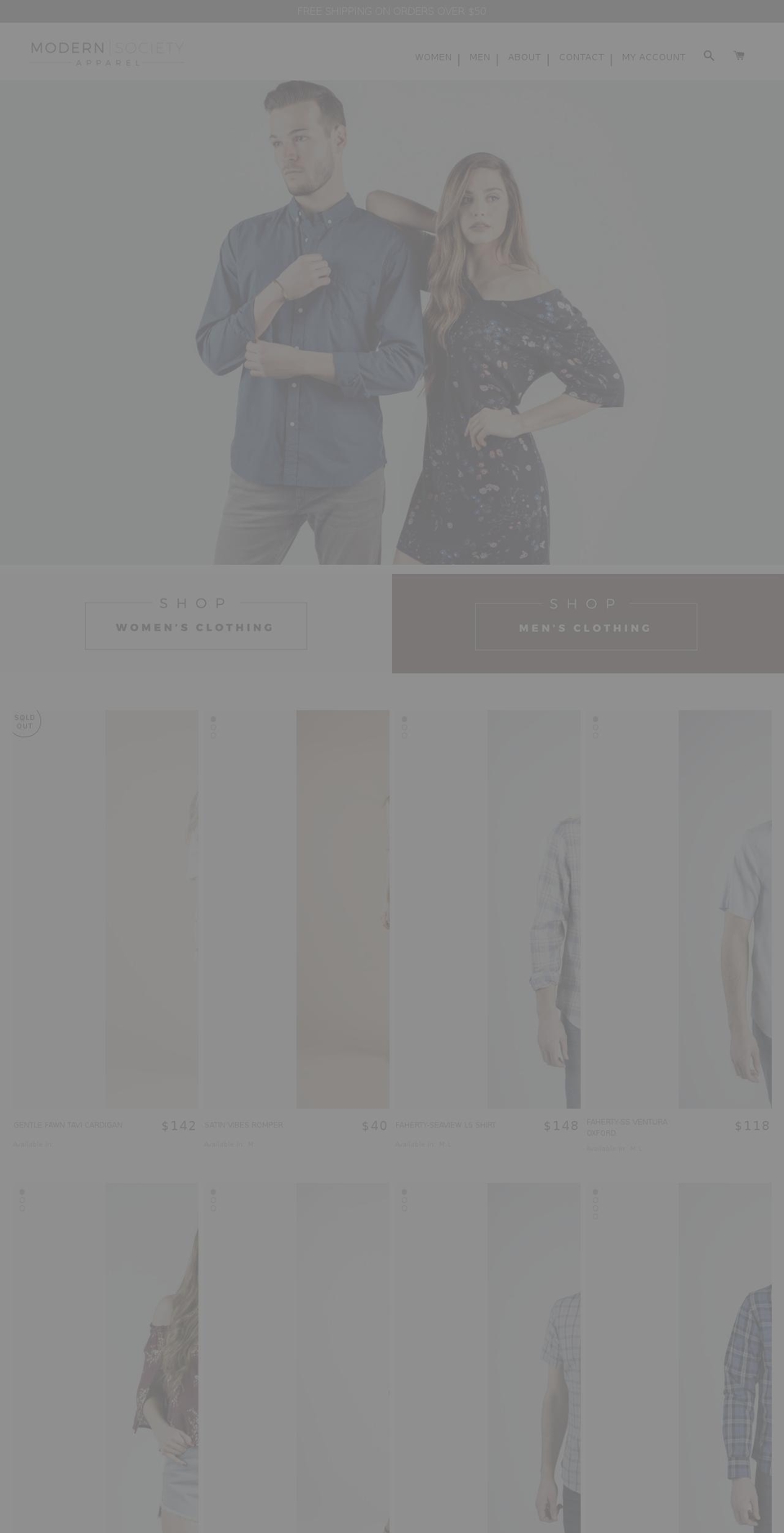 modernsocietyapparel.com shopify website screenshot